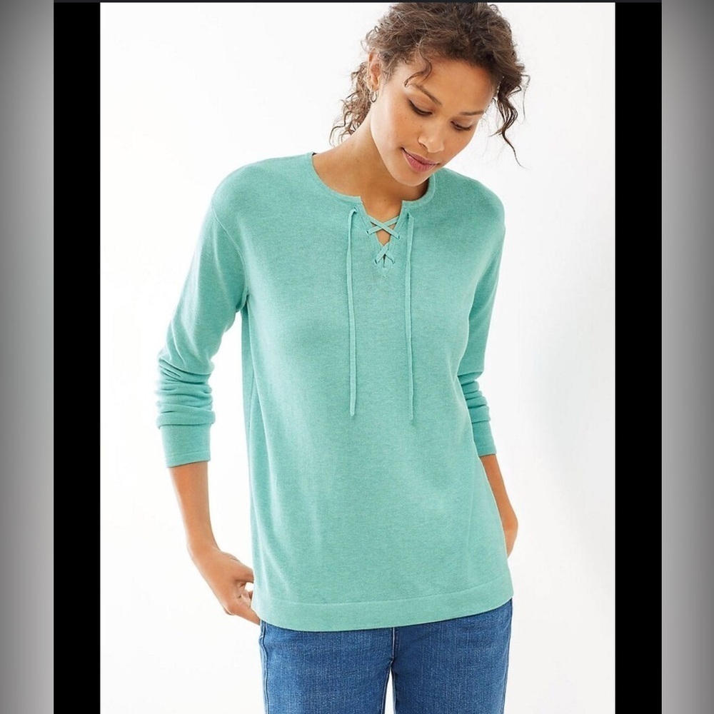 J. Jill Blue Tie Front Blouse Relaxed Fit size L